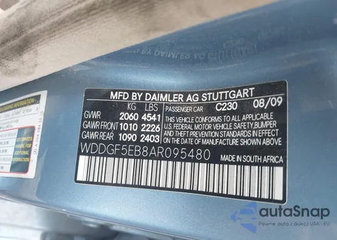 2010 Mercedes-Benz C 300 Luxury/Sport из США, поврежденный, VIN WDDGF5EB8AR095480